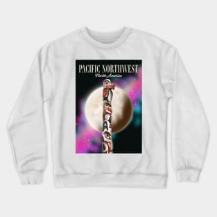 Pacific Northwest Totem pole travel poster Crewneck Sweatshirt